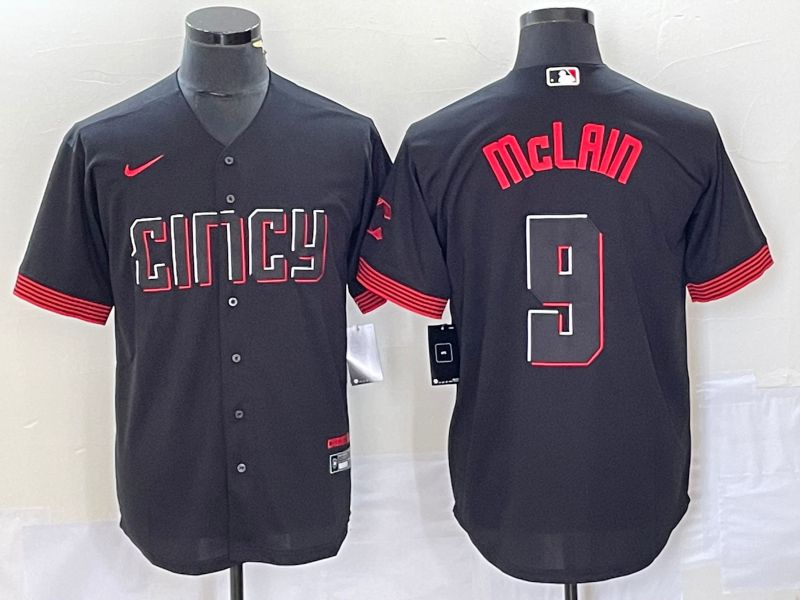 Men Cincinnati Reds #9 Mclain Nike Black 2023 City Connect Replica Player MLB Jersey5->women mlb jersey->Women Jersey